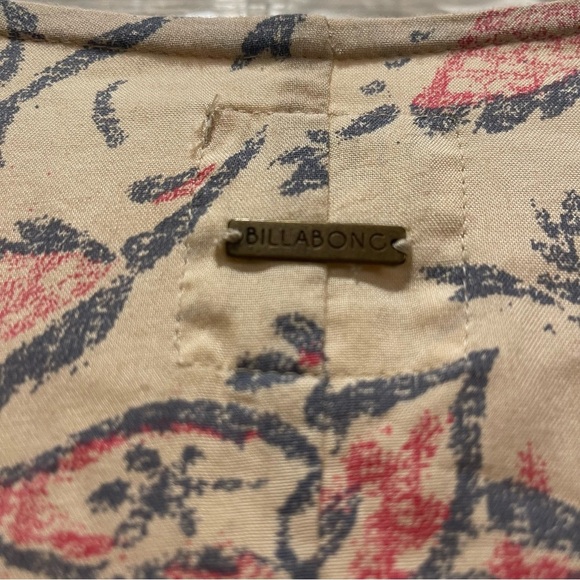 Billabong Womens M-L Oversized Beach Boho Fringe Cardigan Kimono Beige Pink Gray - Picture 8 of 9